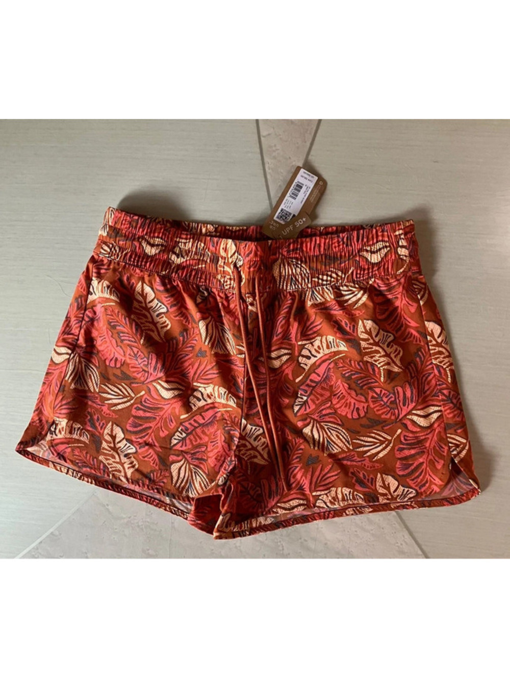 Coastal Tropical Swim Shorts Eddie Bauer UPF 50 Palm Print Beach Vacation NWT